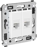 Розетка компьютерная без рамки DKC Avanti 2-м. RJ45+RJ45 5е белое облако картинка